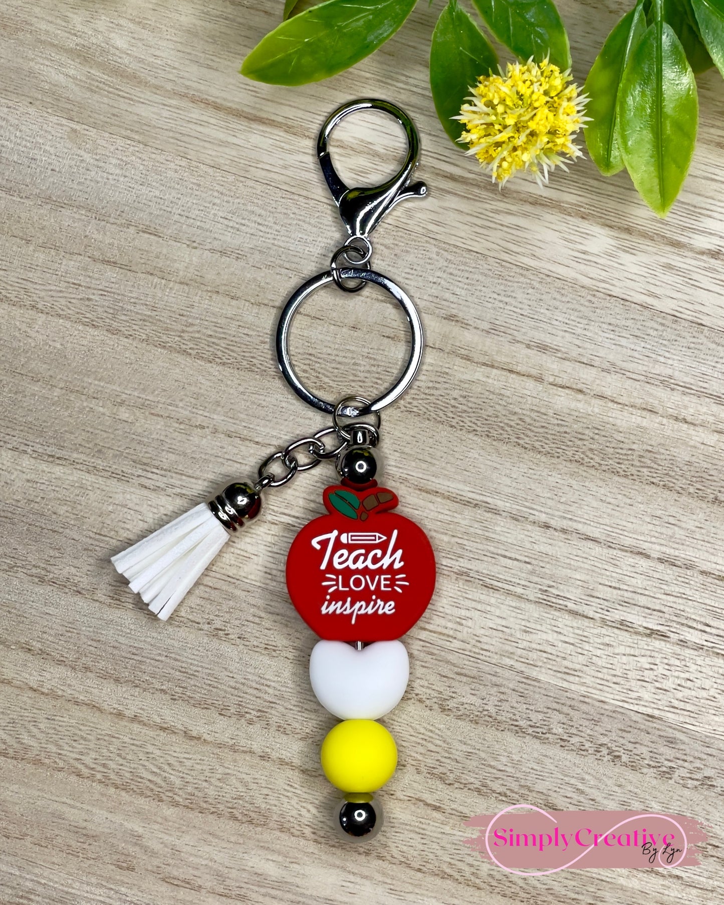 Teach Love Inspire Metal Bar Keychain