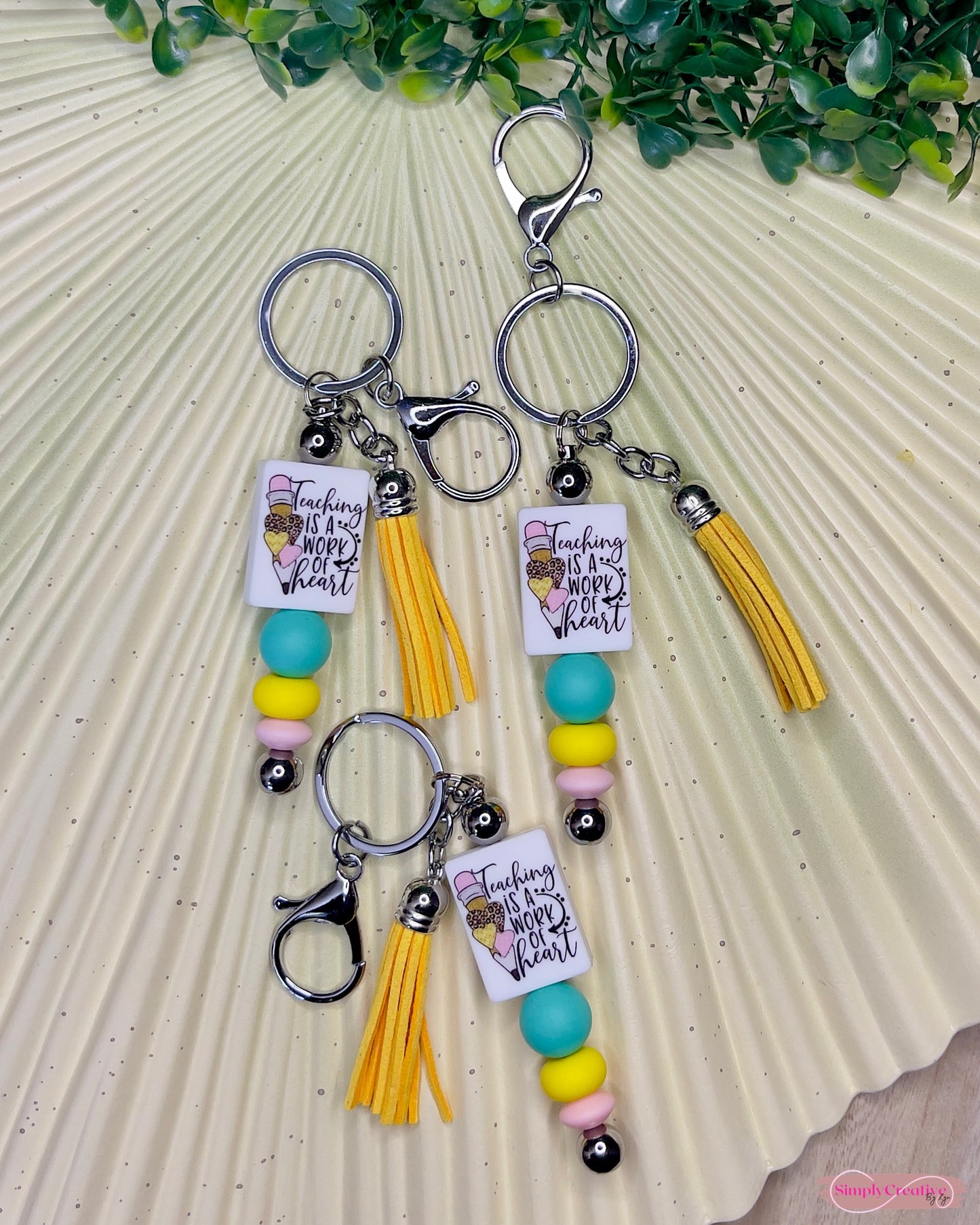 Teaching is a work of heart metal bar keychain